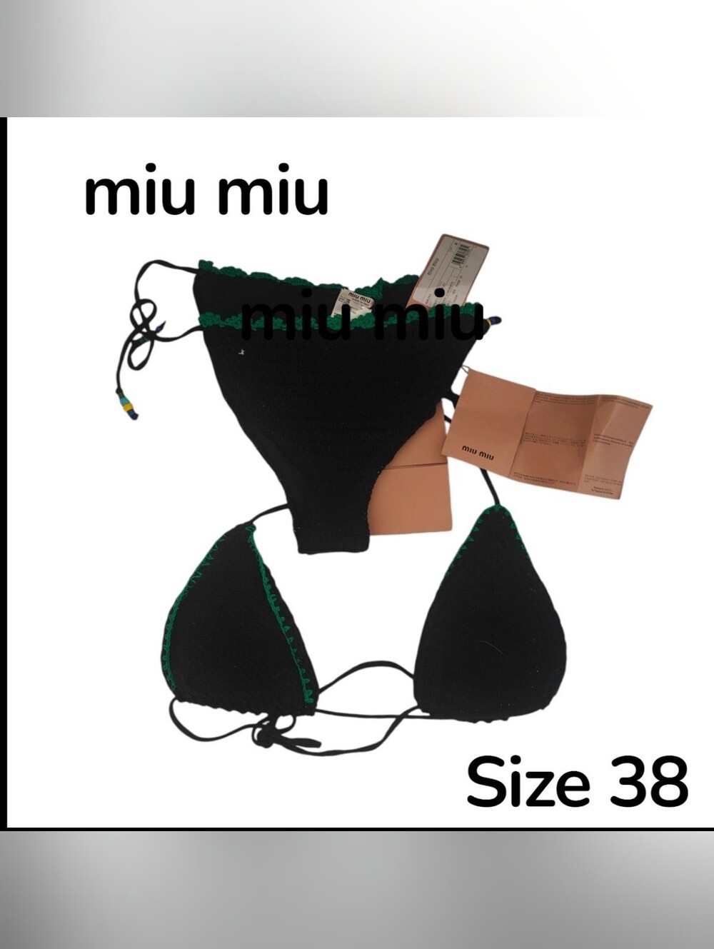 Miu Miu Black Bikini with Green Trim